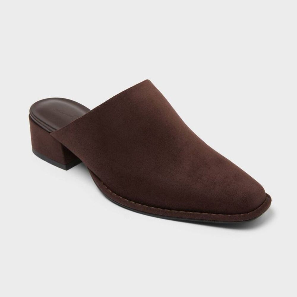 Women’s Jessie Faux Suede Heeled Mule with Memory Foam Insole - Chocolate 11